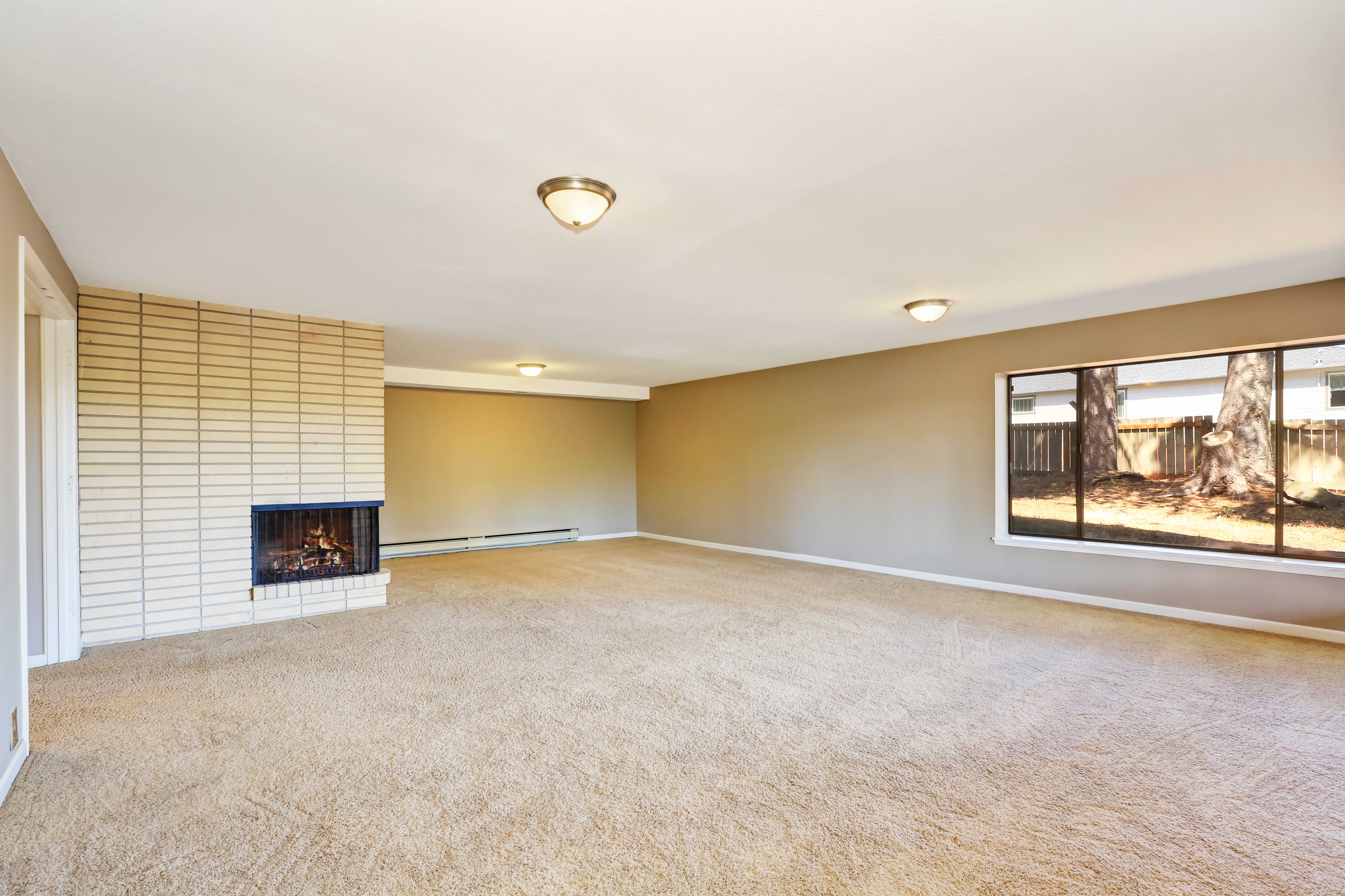 Soft carpet flooring in a bright family room