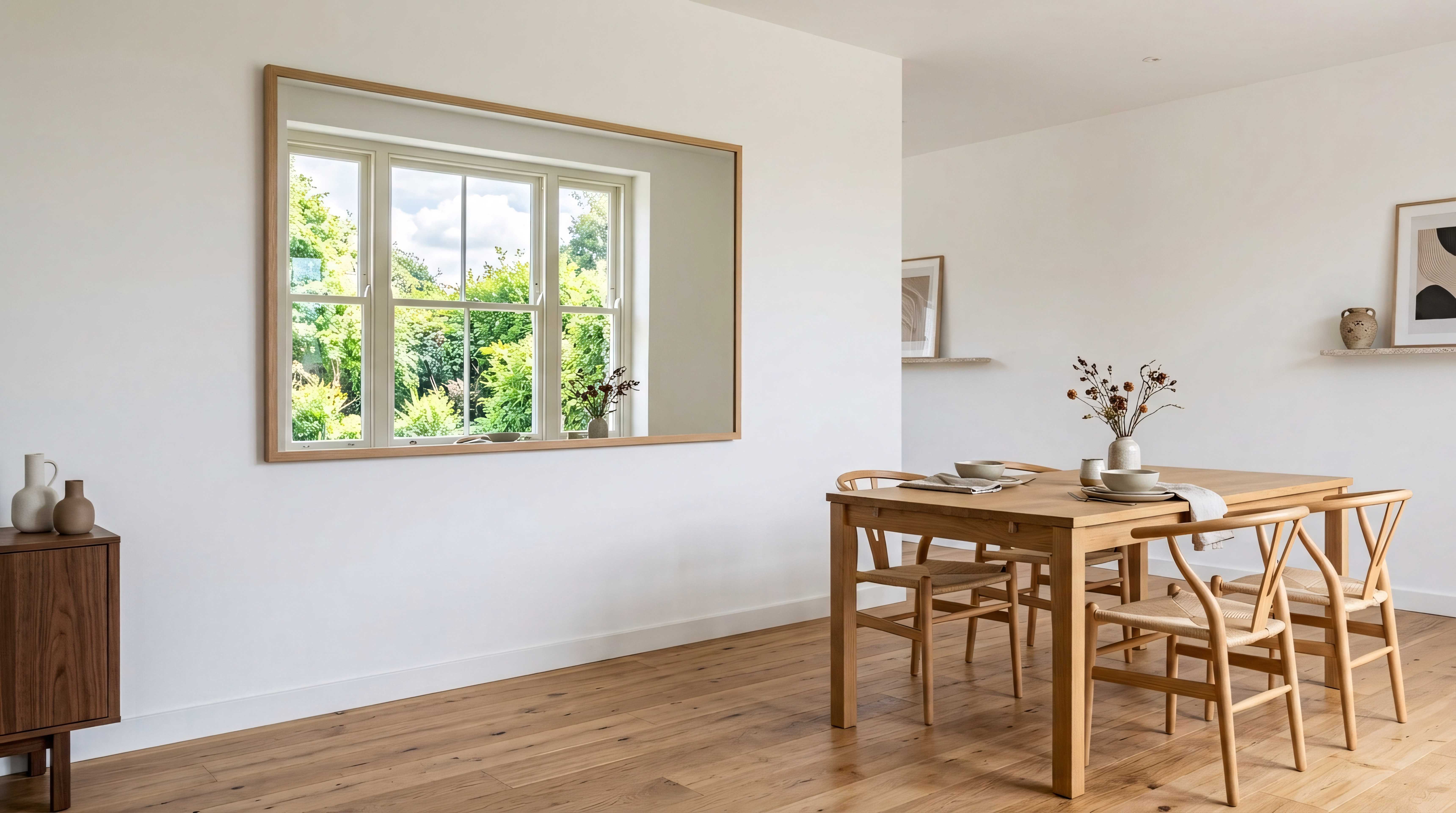 Light oak hardwood flooring in a bright modern room
