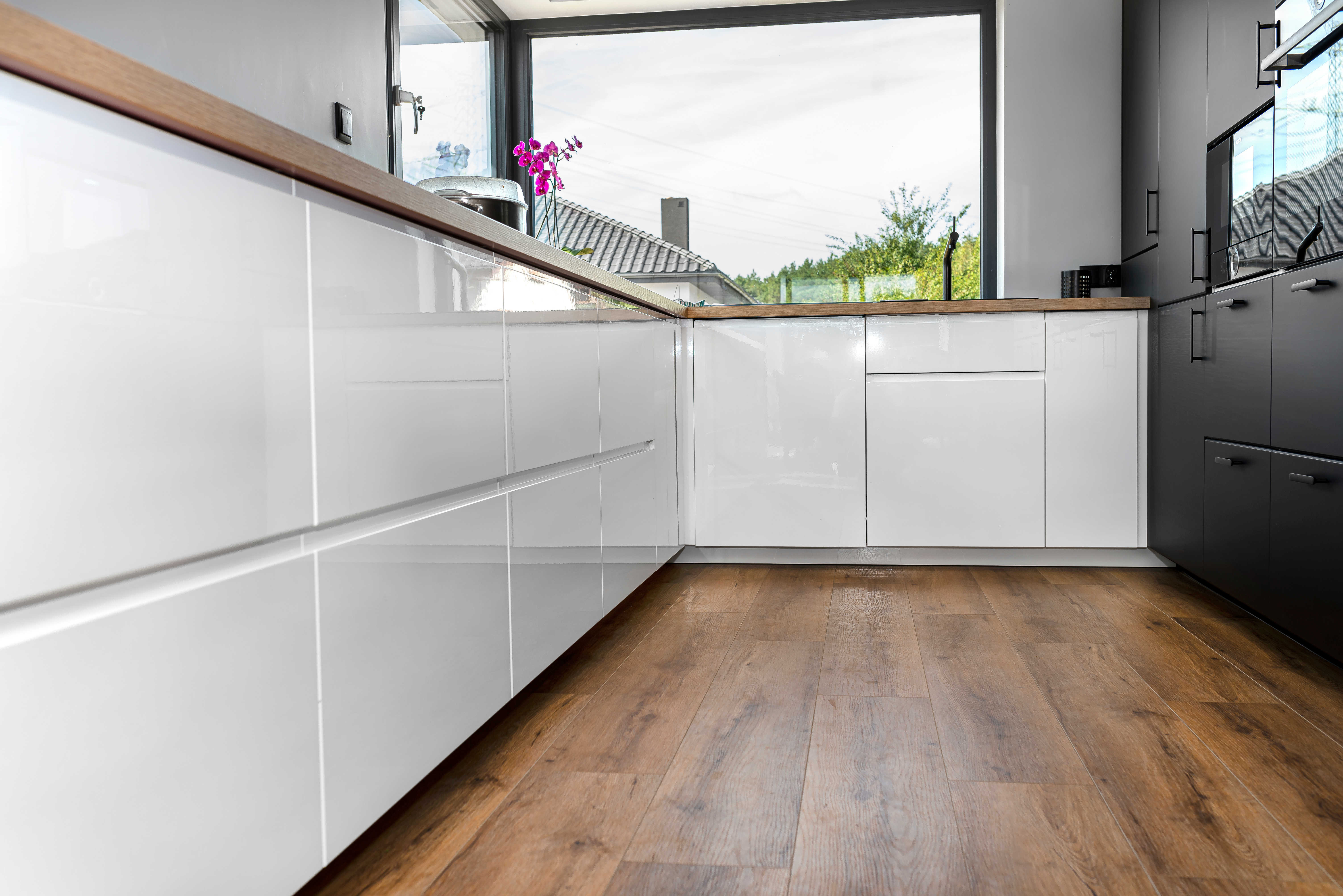 Vinyl flooring in a bright modern kitchen